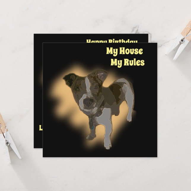 Fox Terrier Watercolor, Flat Birthday Card (Front/Back In Situ)