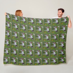 Fox Terrier With His Yellow Ball Lg Fleece Blanket