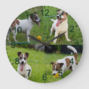 Fox Terrier With His Yellow Ball, Wall Clock