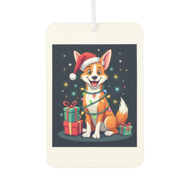 Fox Terrier Xmas Lighting Santa Fox Terrier Dog Ch Car Air Freshener (Front)