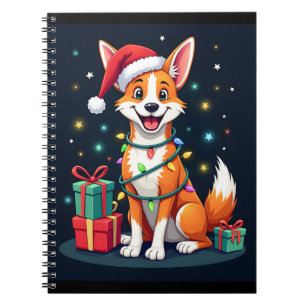 Fox Terrier Xmas Lighting Santa Fox Terrier Dog Ch Notebook