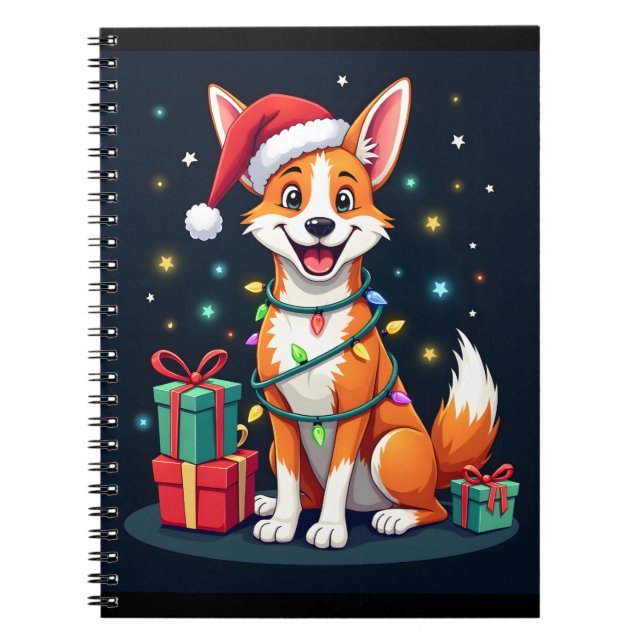 Fox Terrier Xmas Lighting Santa Fox Terrier Dog Ch Notebook (Front)