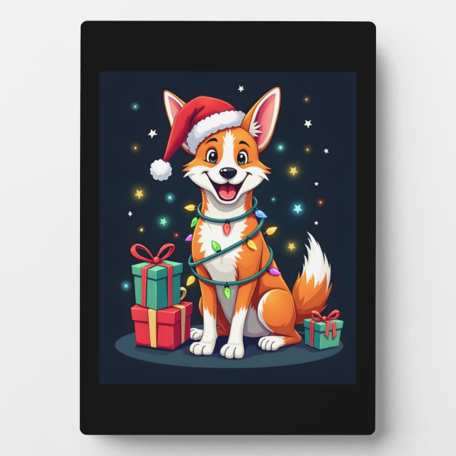Fox Terrier Xmas Lighting Santa Fox Terrier Dog Ch Plaque (Front)