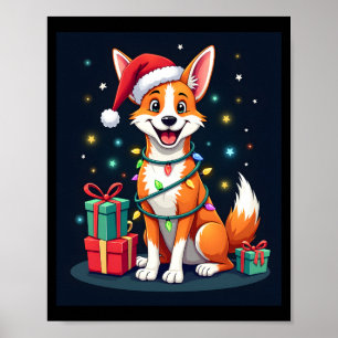 Fox Terrier Xmas Lighting Santa Fox Terrier Dog Ch Poster