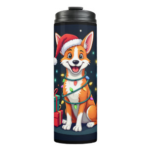 Fox Terrier Xmas Lighting Santa Fox Terrier Dog Ch Thermal Tumbler