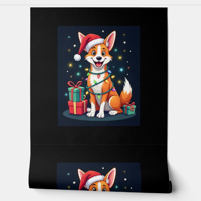 Fox Terrier Xmas Lighting Santa Fox Terrier Dog Ch Wallpaper (Unrolling)