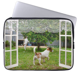 Fox Terriers Play Outside My Window, Laptop Sleeve