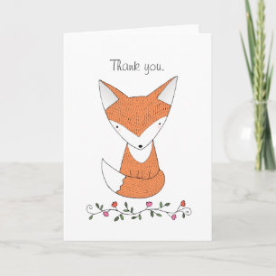 Fox Thank you Card Cute Fox Woodland Thank you