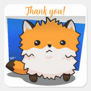 Fox thank you square sticker