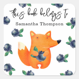 Fox - this book belongs to square sticker