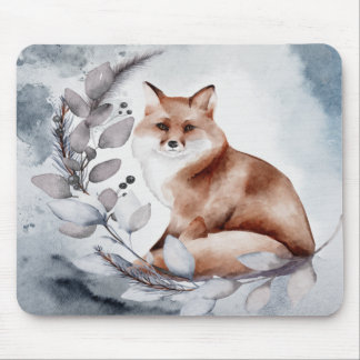 fox & tree leafs mouse pad
