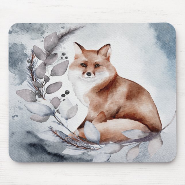 fox & tree leafs mouse pad (Front)