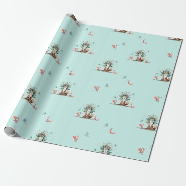 Fox Tree Wrapping Paper (Unrolled)