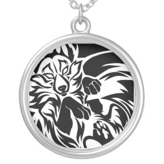 Fox Tribal Tattoo Silver Plated Necklace Fox Tribal Tattoo Silver Plated Necklace