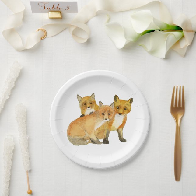 Fox Triplets Paper Plate (Wedding)