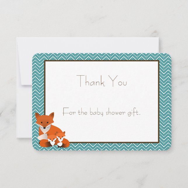 Fox Twins Baby Shower Thank You Note Card (Front)