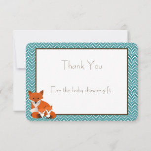 Fox Twins Baby Shower Thank You Note Card