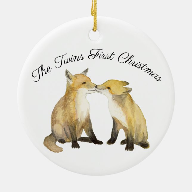 Fox Twins Ceramic Ornament (Back)