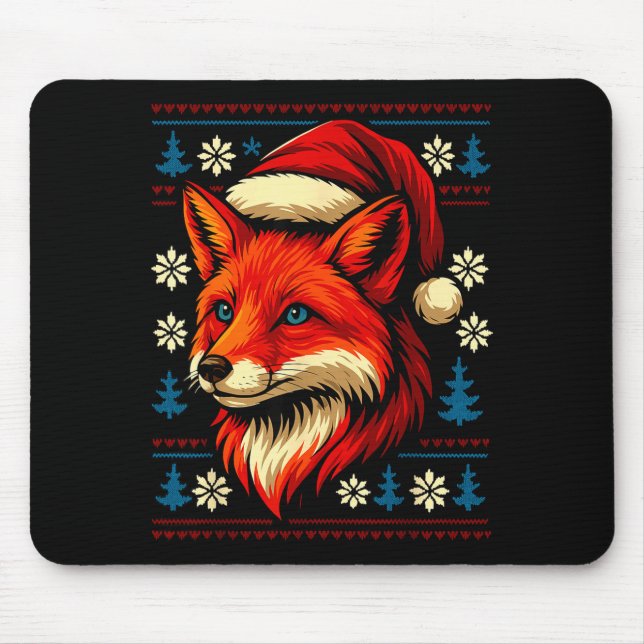 Fox Ugly Christmas Sweater  Mouse Pad (Front)