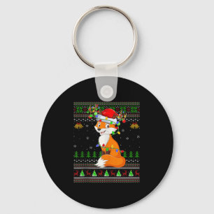 Fox Ugly Christmas Sweaters Holiday Santa Cute Xma Key Ring