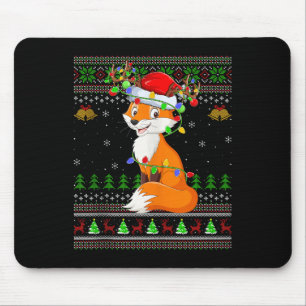 Fox Ugly Christmas Sweaters Holiday Santa Cute Xma Mouse Pad