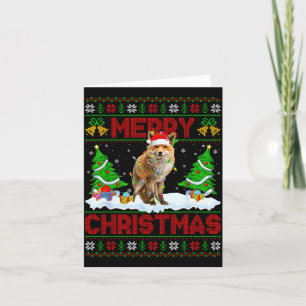 Fox Ugly Xmas Sweater Funny Fox Animal Merry Chris Card