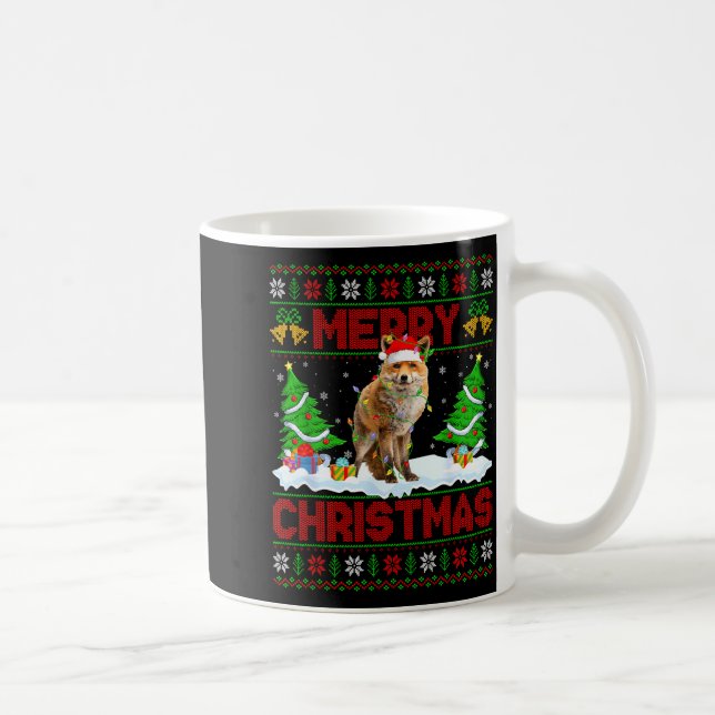 Fox Ugly Xmas Sweater Funny Fox Animal Merry Chris Coffee Mug (Right)