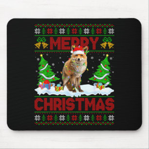 Fox Ugly Xmas Sweater Funny Fox Animal Merry Chris Mouse Pad