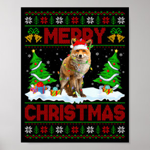 Fox Ugly Xmas Sweater Funny Fox Animal Merry Chris Poster