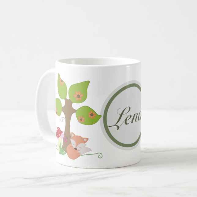 Fox under the tree, personalized coffee mug (Front Left)