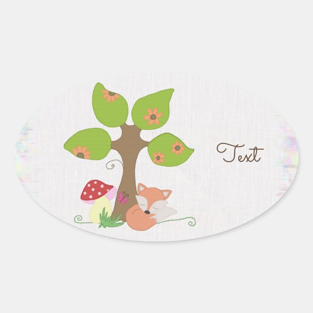 fox under tree oval sticker (Front)