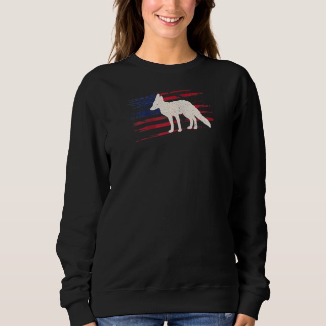 Fox Us American Flag Prairie 4th Of July Animal Us Sweatshirt (Front)