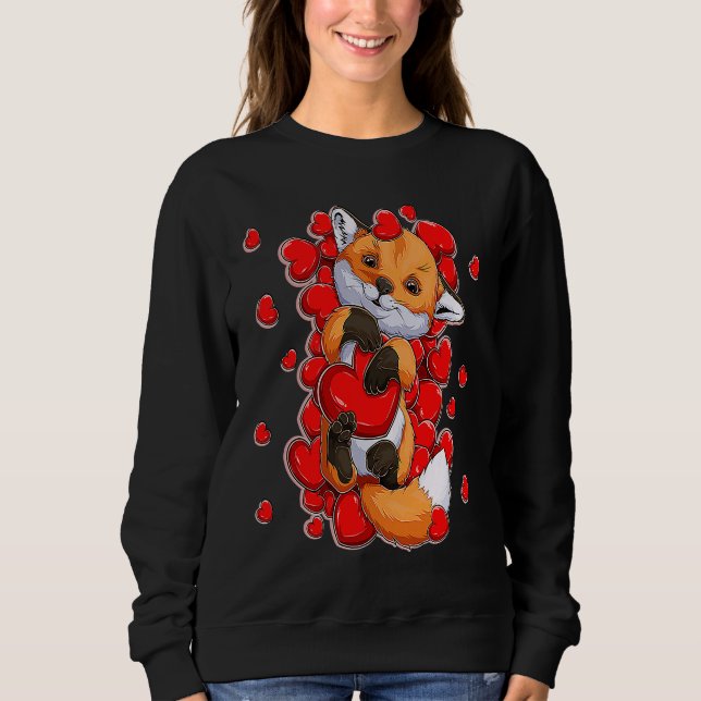 Fox  Valentines Day Fox Heart Kids Sweatshirt (Front)
