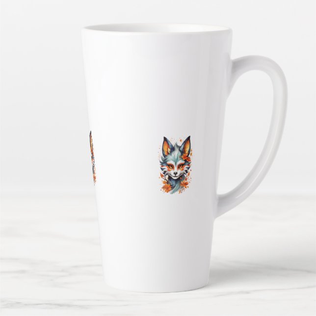 Fox Vibes: Timeless Autumn Art  Latte Mug (Right)