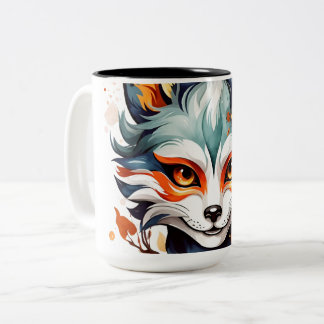 Fox Vibes: Timeless Autumn Art  Two-Tone Coffee Mug