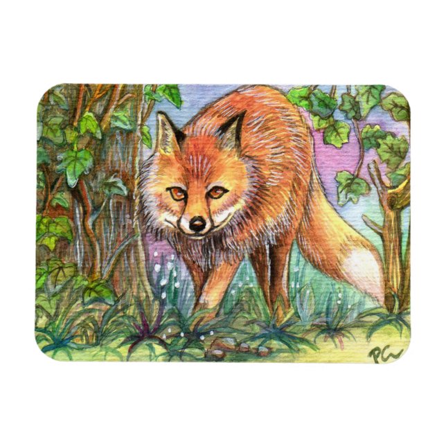 Fox Walking In The Woods Magnet (Horizontal)
