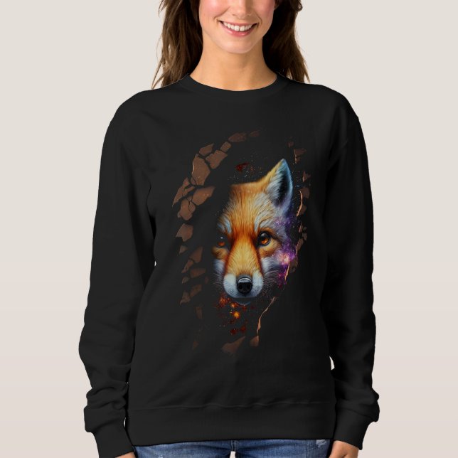 Fox Wall Animal Print Art Animal Lover Fox Sweatshirt (Front)