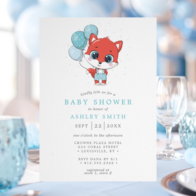 Fox Watercolor Boy Baby Shower Invitation (Creator Uploaded)