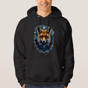 Fox Watercolor Moon Forest Animal Aesthetic Hoodie