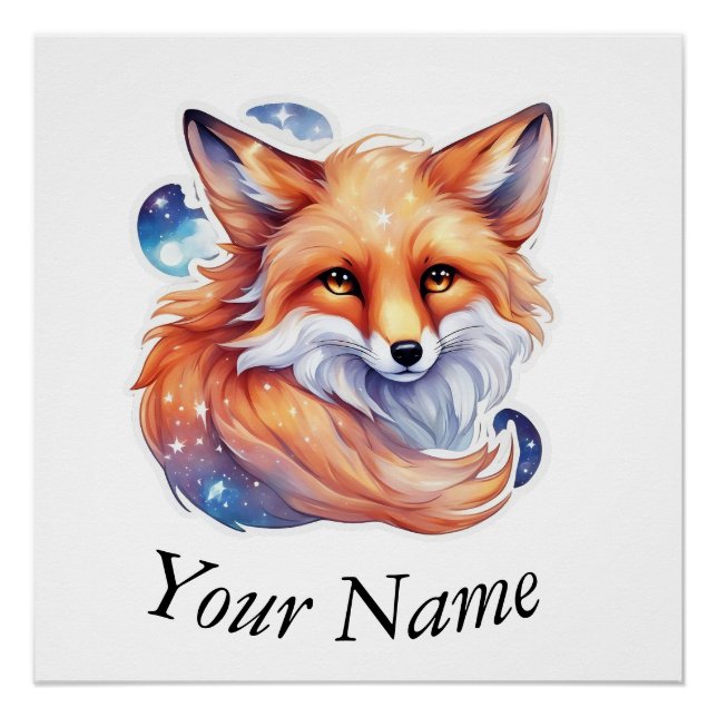 fox, watercolor painting poster (Front)