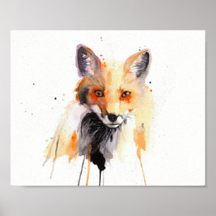 fox watercolor poster