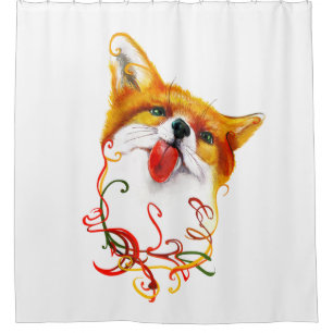 Fox Watercolor Shower Curtain