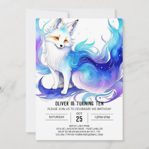 Fox Watercolor Woodland Birthday Invitation