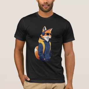 Fox Wearing Hoodie Funny Cool Animal Character Art T-Shirt