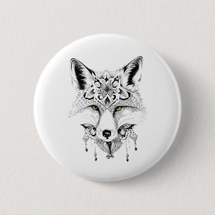 Fox Wild Animal Nature Illustration Art Tattoo 6 Cm Round Badge
