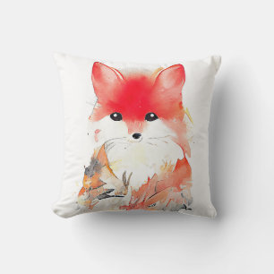 Fox Wild Animal Nature Watercolor Art Painting Cushion