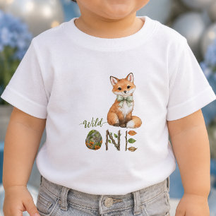 Fox Wild One Watercolor 1st Birthday Baby T-Shirt