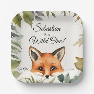 Fox Wild One Woodland Animal Birthday Party Paper Plate