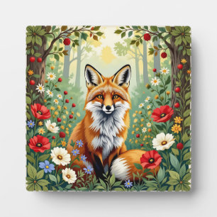 Fox Wildflower Forest Illustration Plaque
