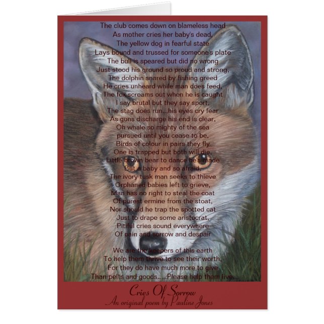 fox wildlife painting animal poem art card (Front)